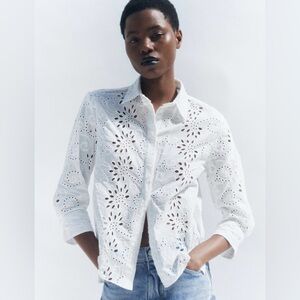 Zara NWOT White Eyelet Women's Top
